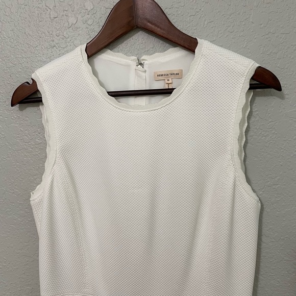 Rebecca Taylor White Fit and Flare Textured Scalloped Dress - Picture 3 of 13